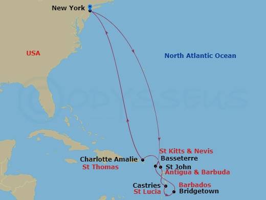 USA, Svatý Kryštof a Nevis, Barbados, Svatá Lucie, Antigua a Barbuda z New Yorku na lodi Norwegian Breakaway – 22.02.2026